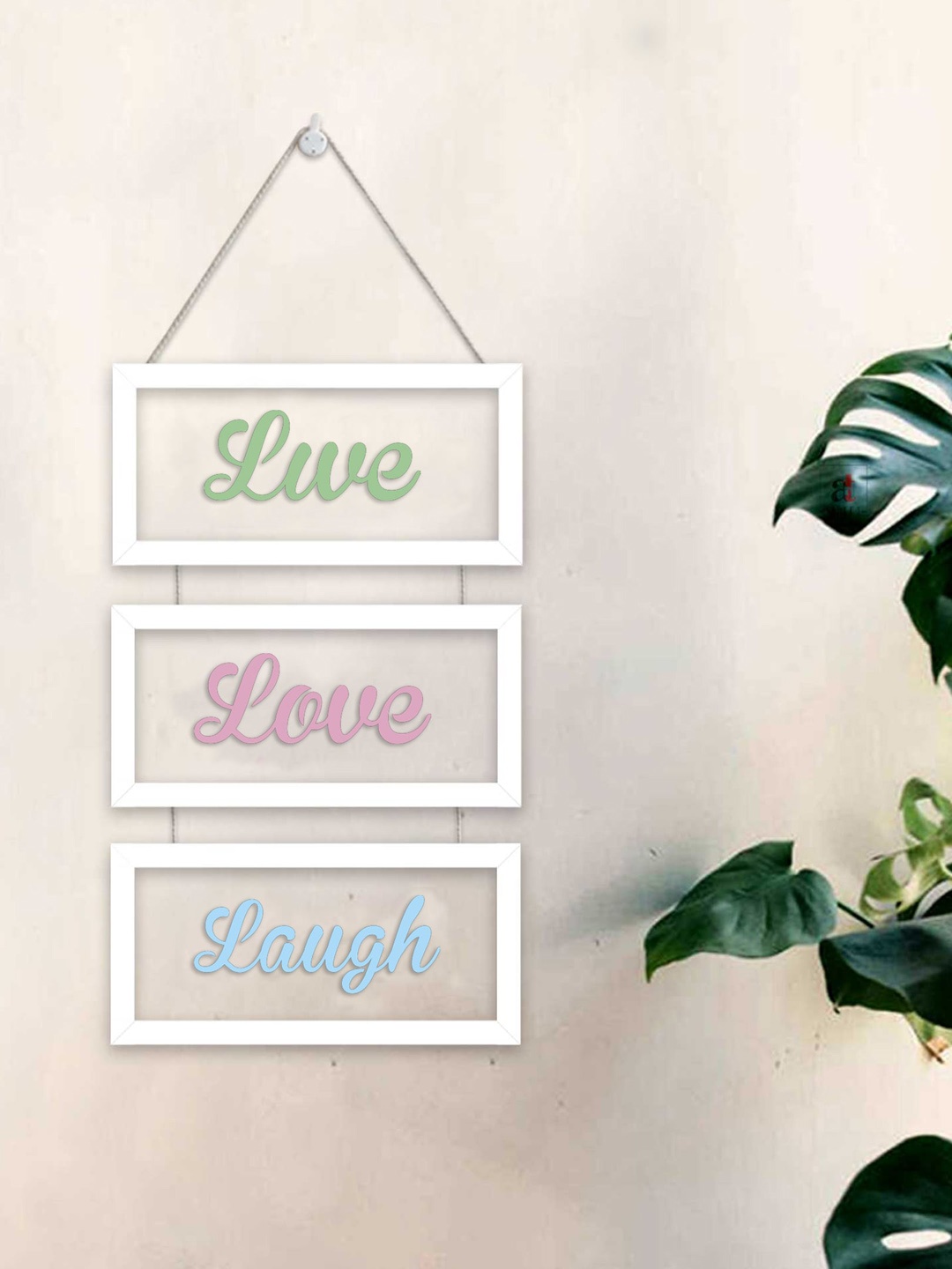 

Art Street Set of 3 Green & White Framed MDF Wall Plaque Wall Paintings Decor