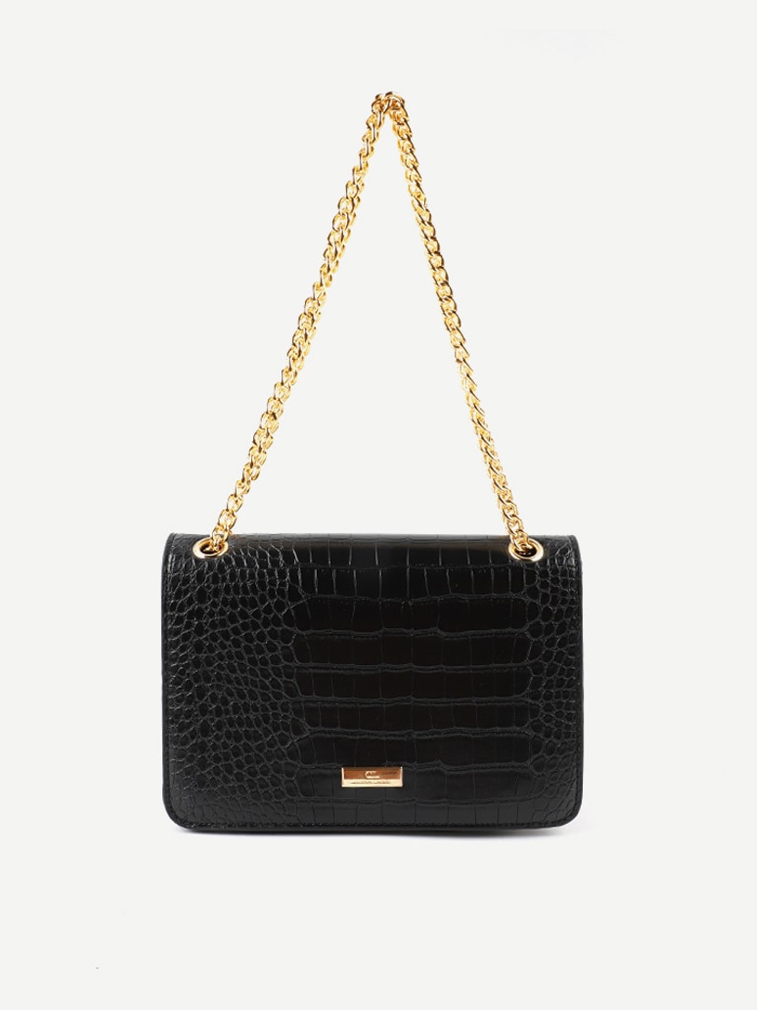 

Carlton London Black Animal Textured Structured Handheld Bag