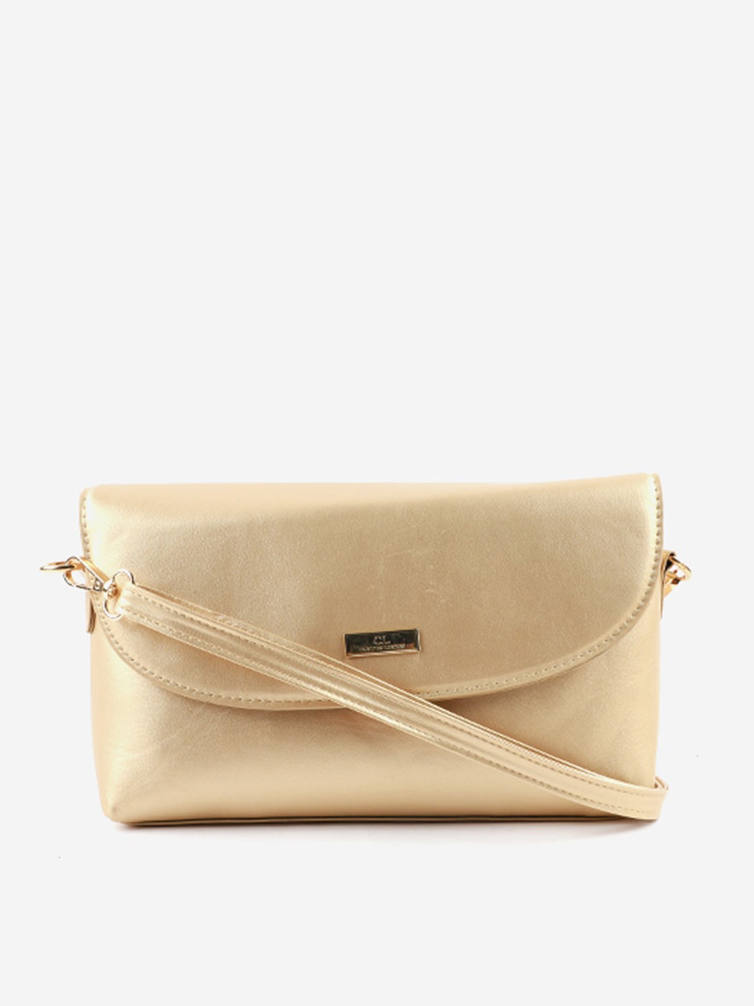 

Carlton London Women Gold-Toned Textured Structured Sling Bag