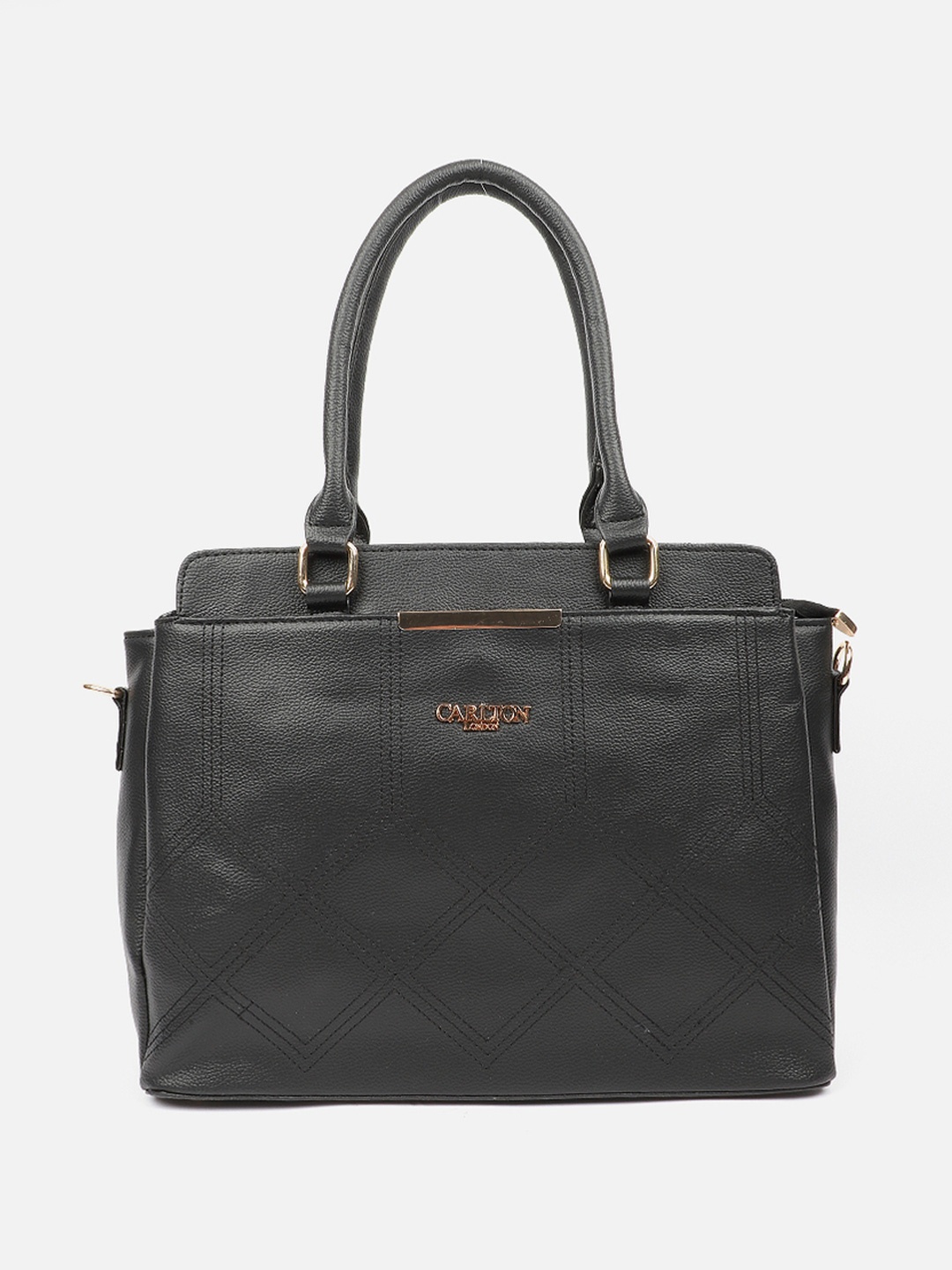 

Carlton London Women Black Textured & Structured Handheld Bag