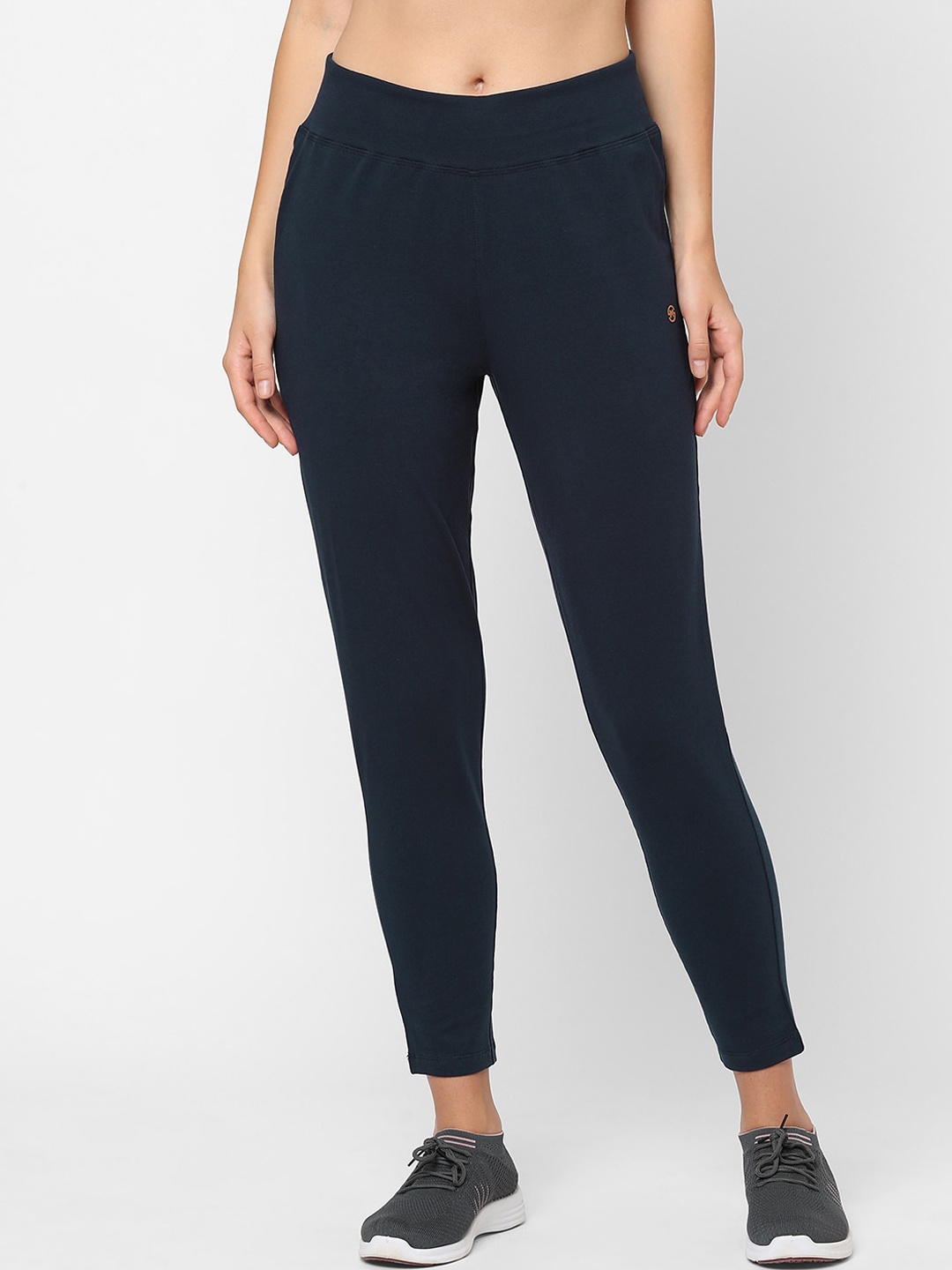 

MAYSIXTY Women Blue Solid Cotton Yoga Track Pants