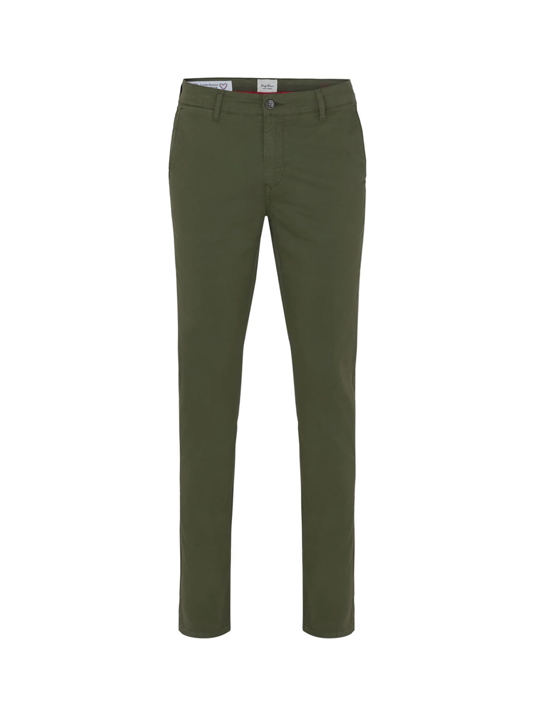 

SERGE BLANCO Men Olive Green Solid Pure Cotton Trousers