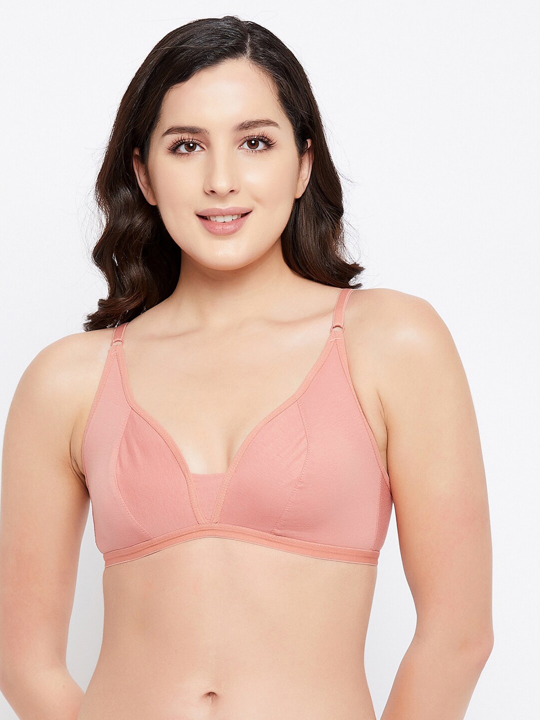 

Clovia Peach-Coloured Non Padded Cotton Bra