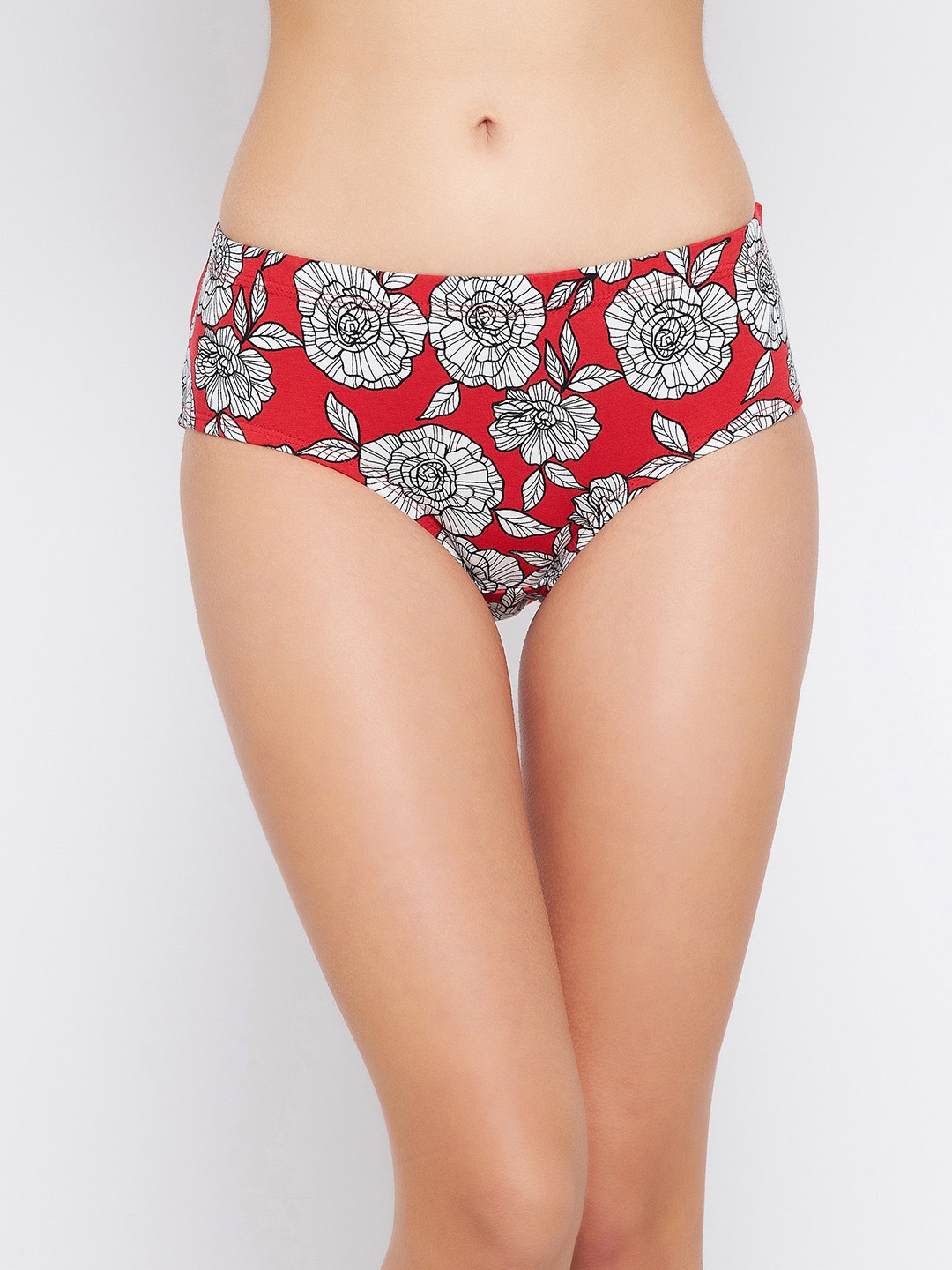 

Clovia Women Red Floral Printed Mid Waist Hipster Briefs