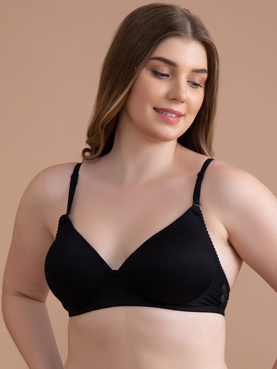 

Clovia Black Solid Lightly Padded Multiway T-shirt Bra