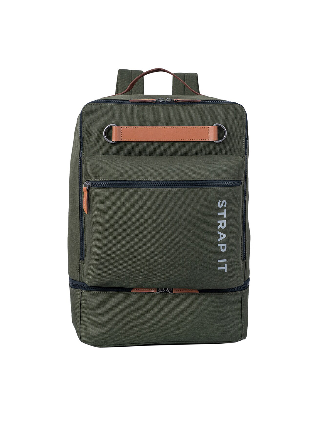 

STRAP IT Unisex Olive Green & Brown Contrast Detail Laptop Bag