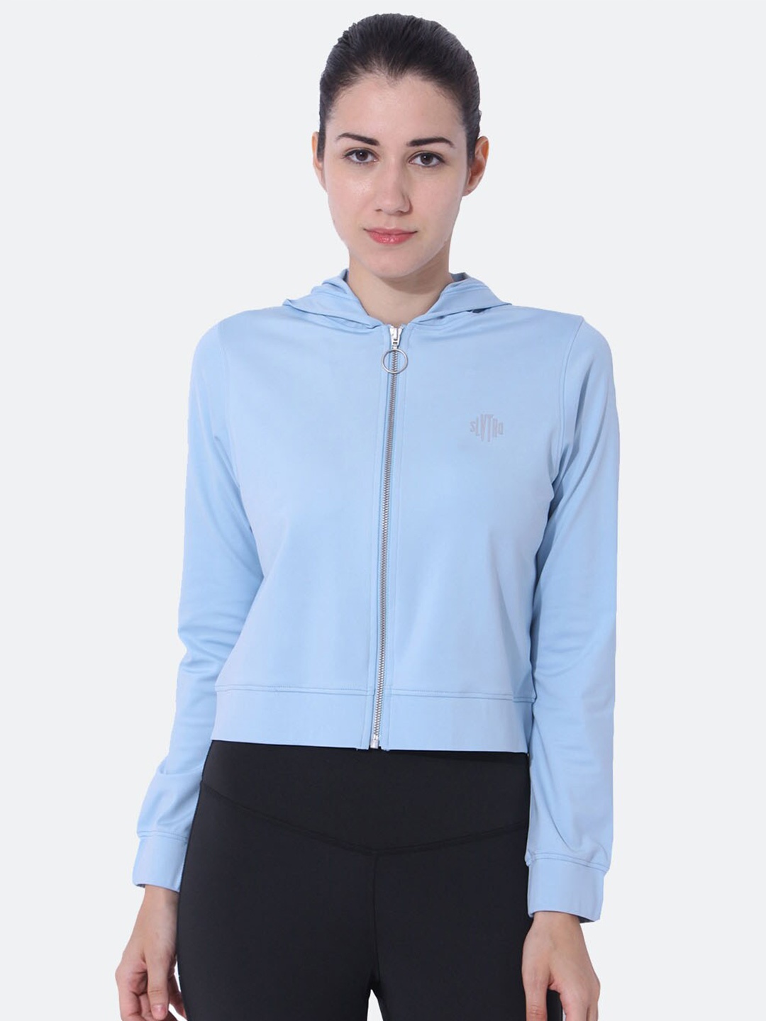 

Silvertraq Women Blue Hooded Sweatshirt