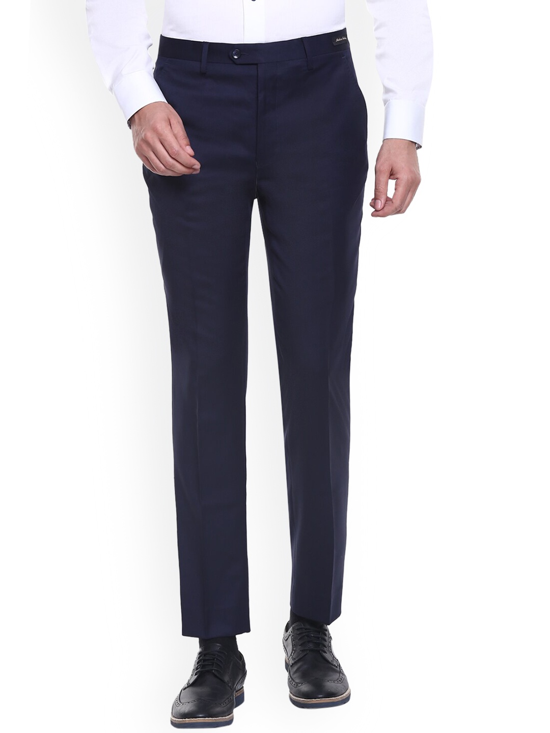 

Ted Baker Men Navy Blue Pure Cotton Formal Trousers