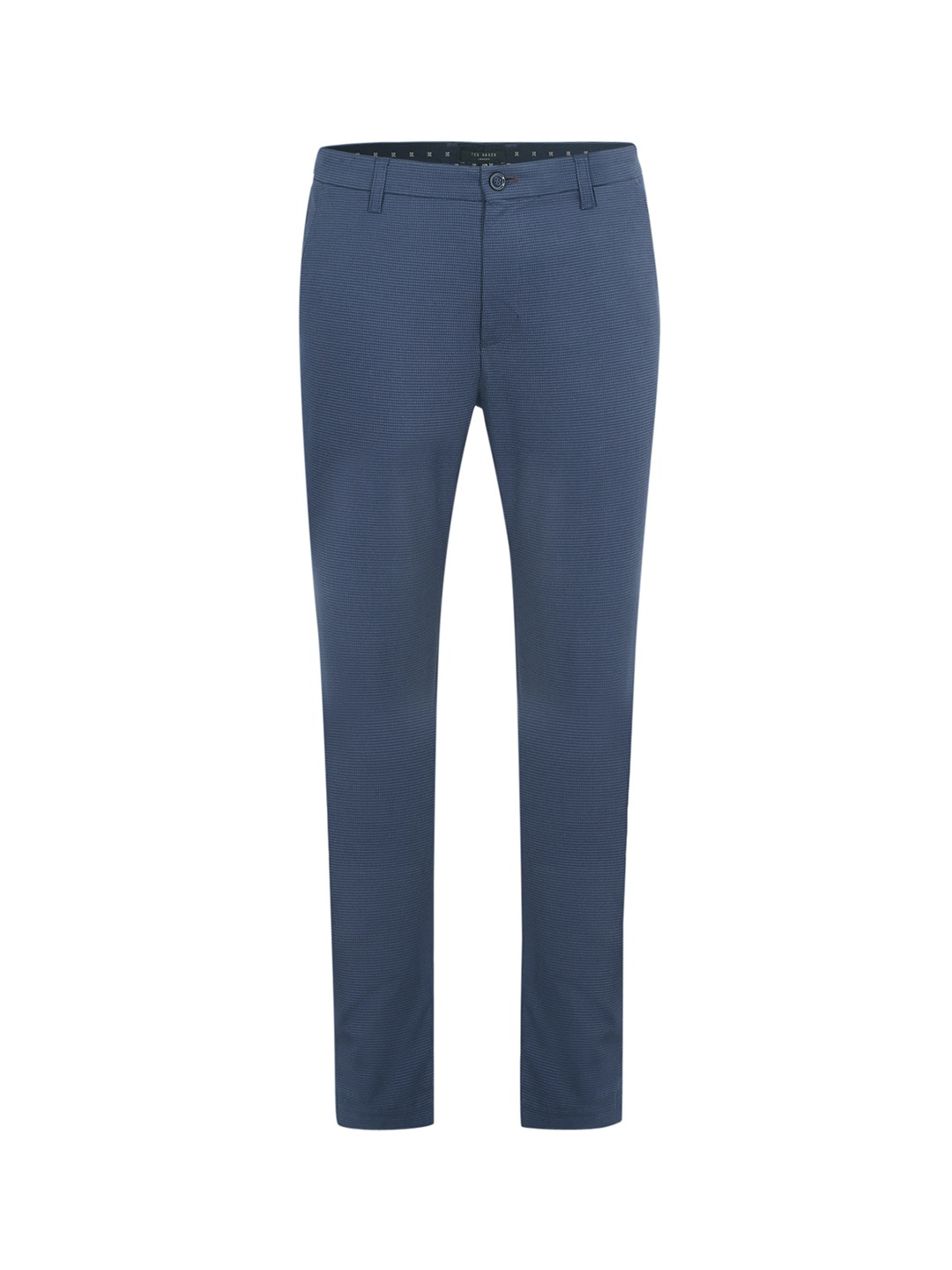 

Ted Baker Men Blue Striped Regular Fit Pure Cotton Trousers