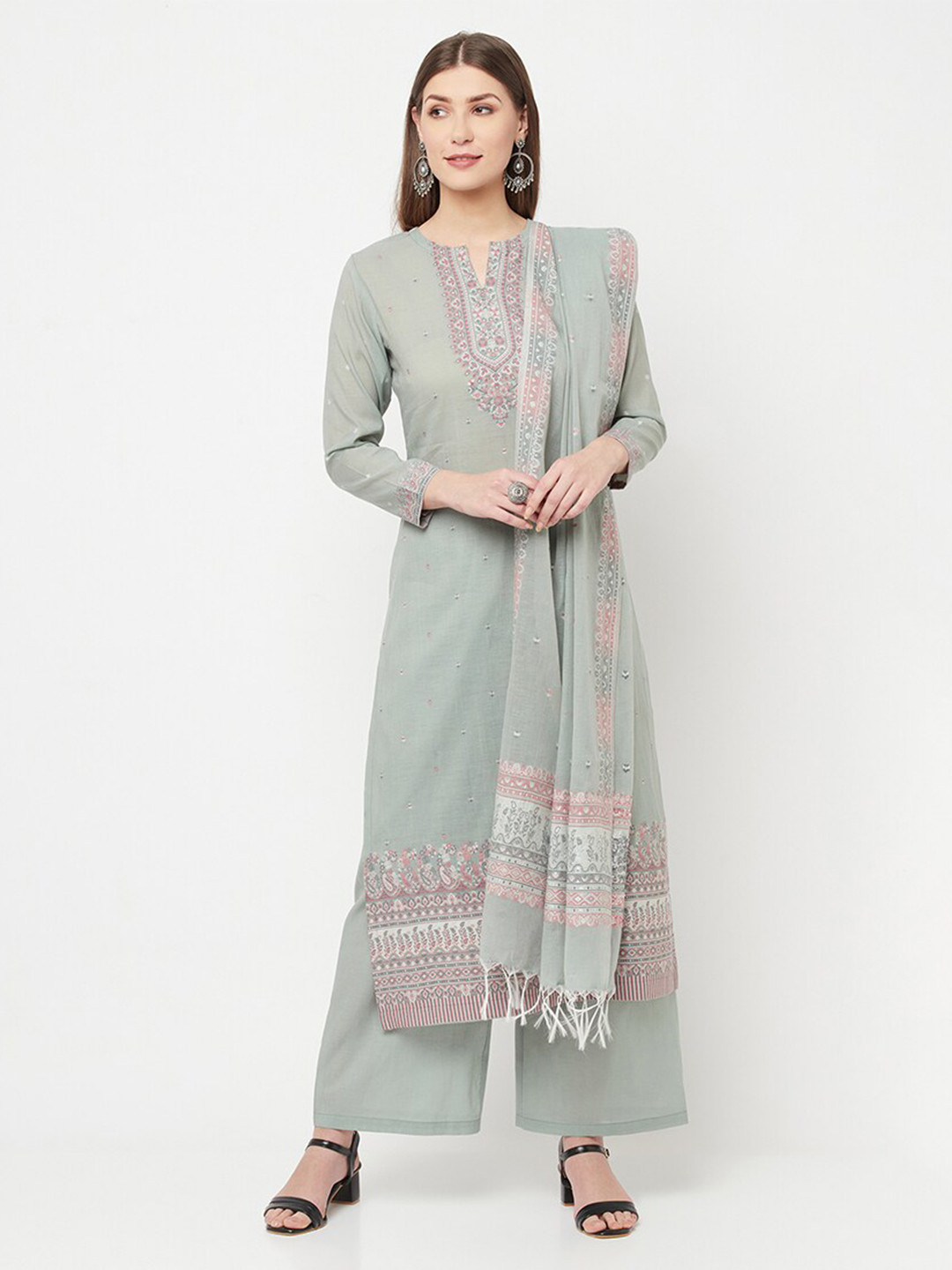 

Safaa Olive Green Unstitched Dress Material