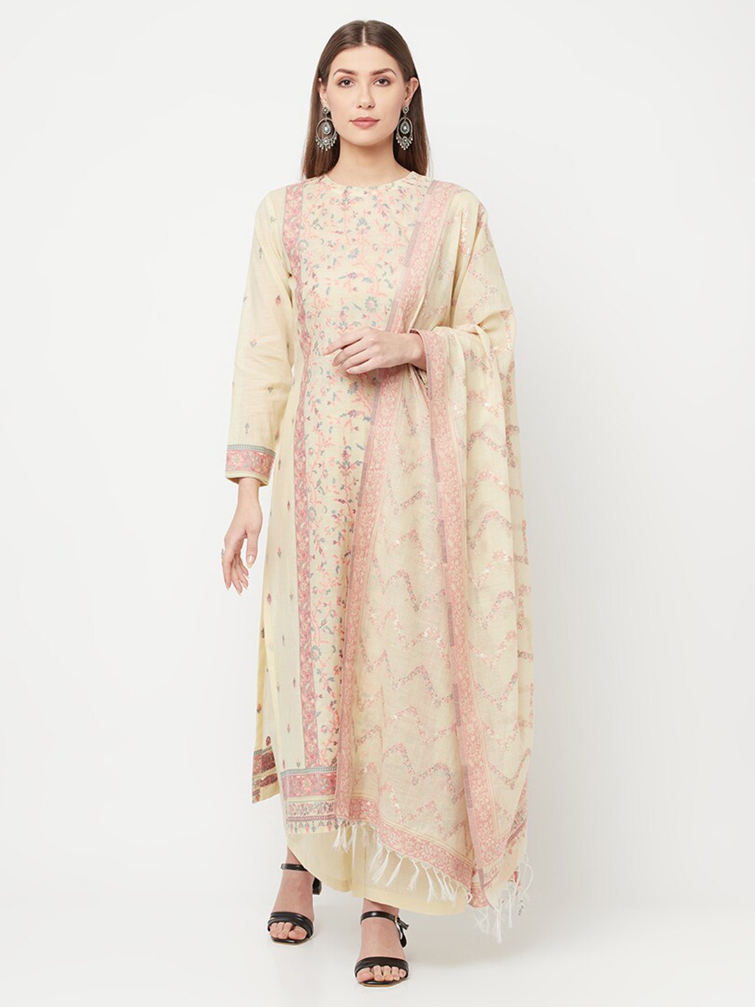 

Safaa Yellow Unstitched Dress Material
