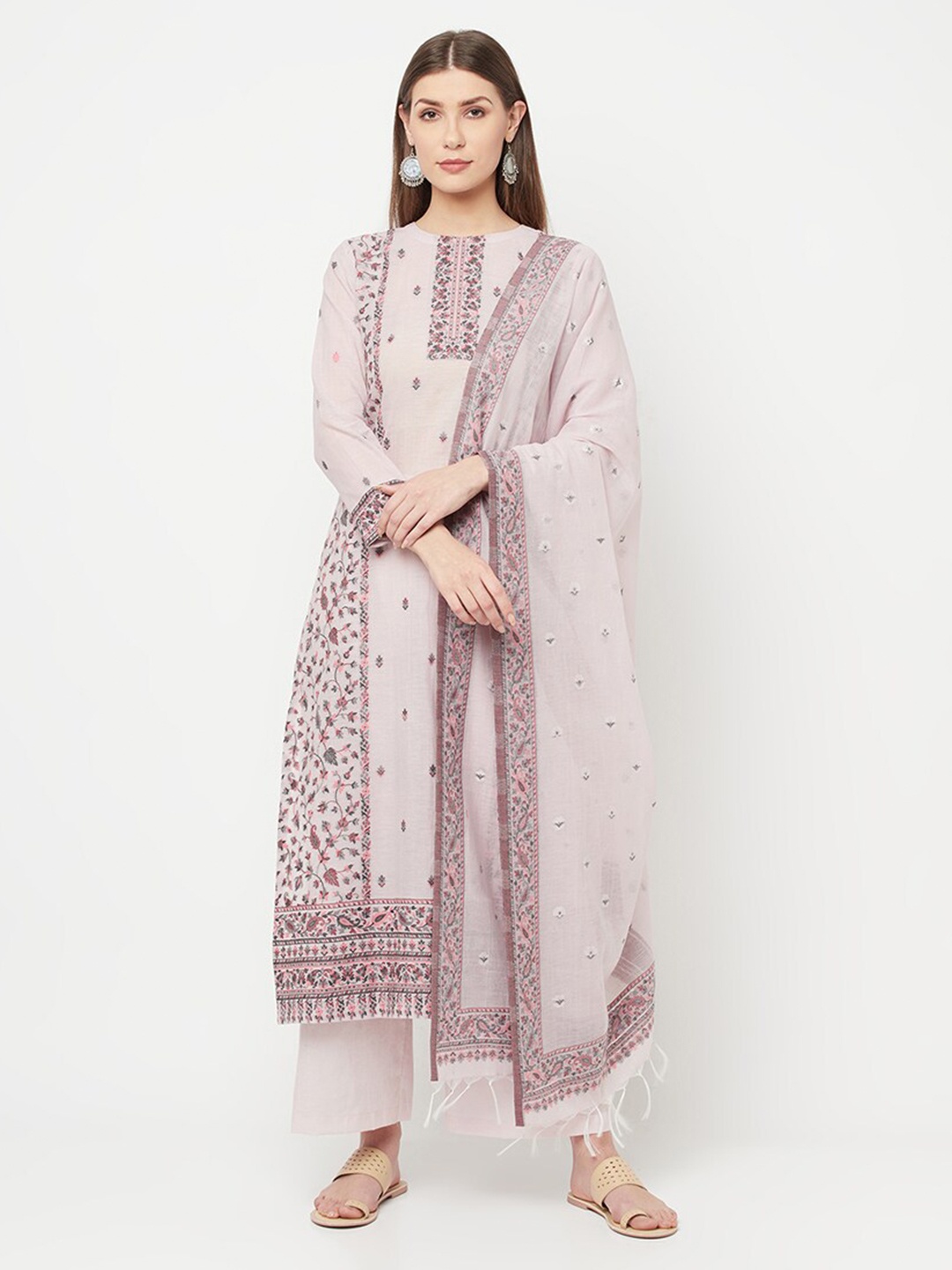 

Safaa Pink Unstitched Dress Material