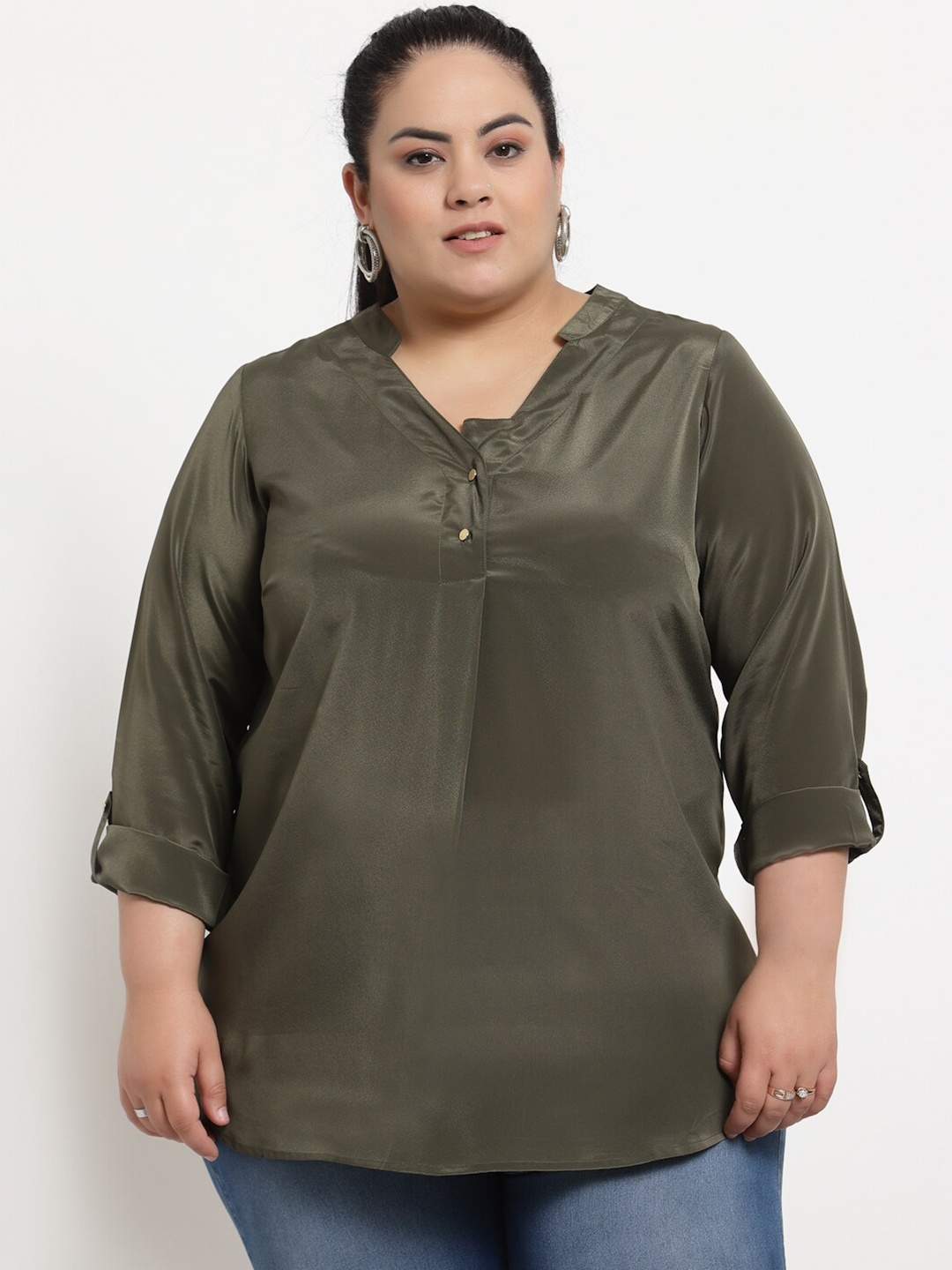 

plusS Olive Green Solid Top