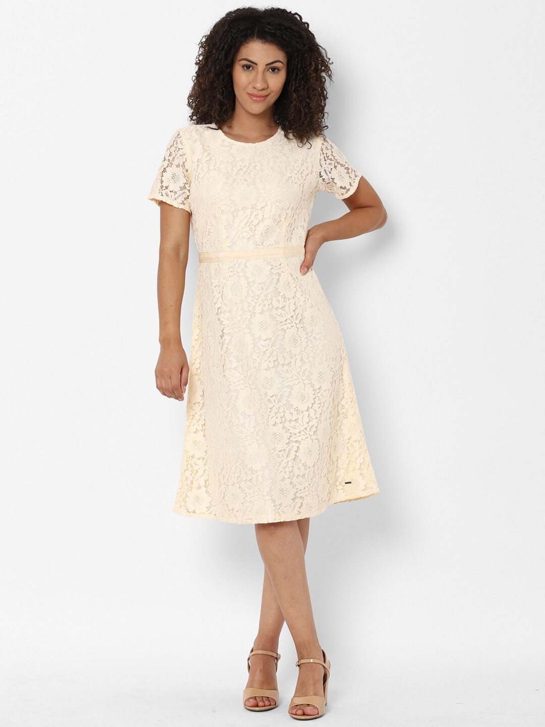 

Allen Solly Woman Cream-Coloured Self Design Dress