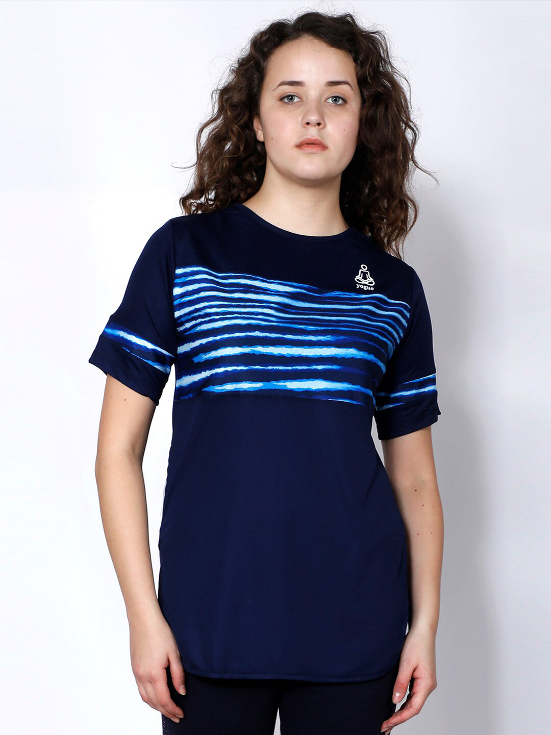 

Yogue Activewear Women Navy Blue Printed Outdoor T-shirt