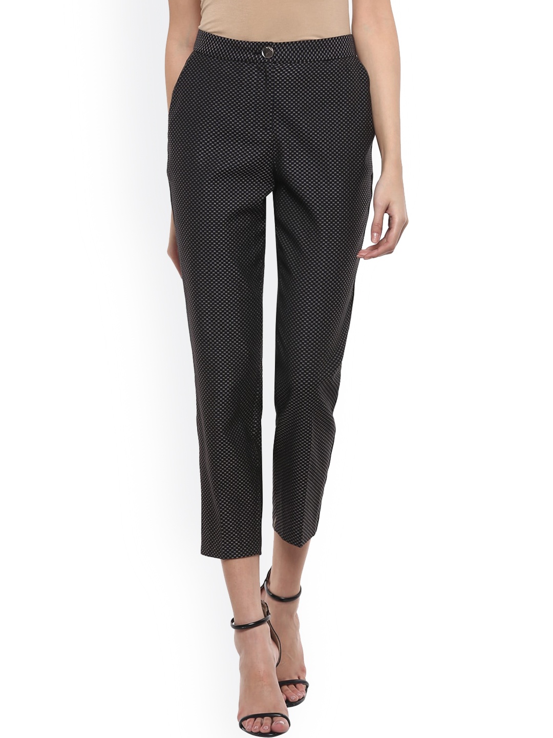 

Ted Baker Women Black Cotton Casual Trousers