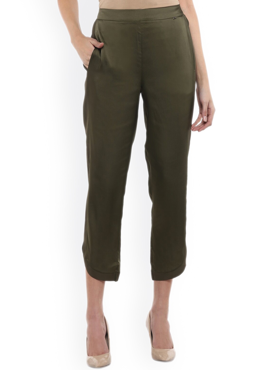 

Ted Baker Women Olive Green Regular Fit Trousers
