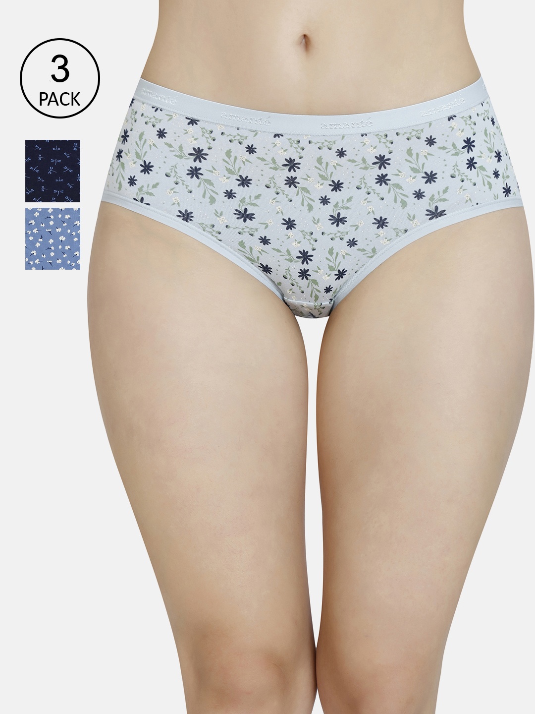 

Amante Women Printed Pack of 3 Low Rise Hipster Brief - PPK43101, Maroon