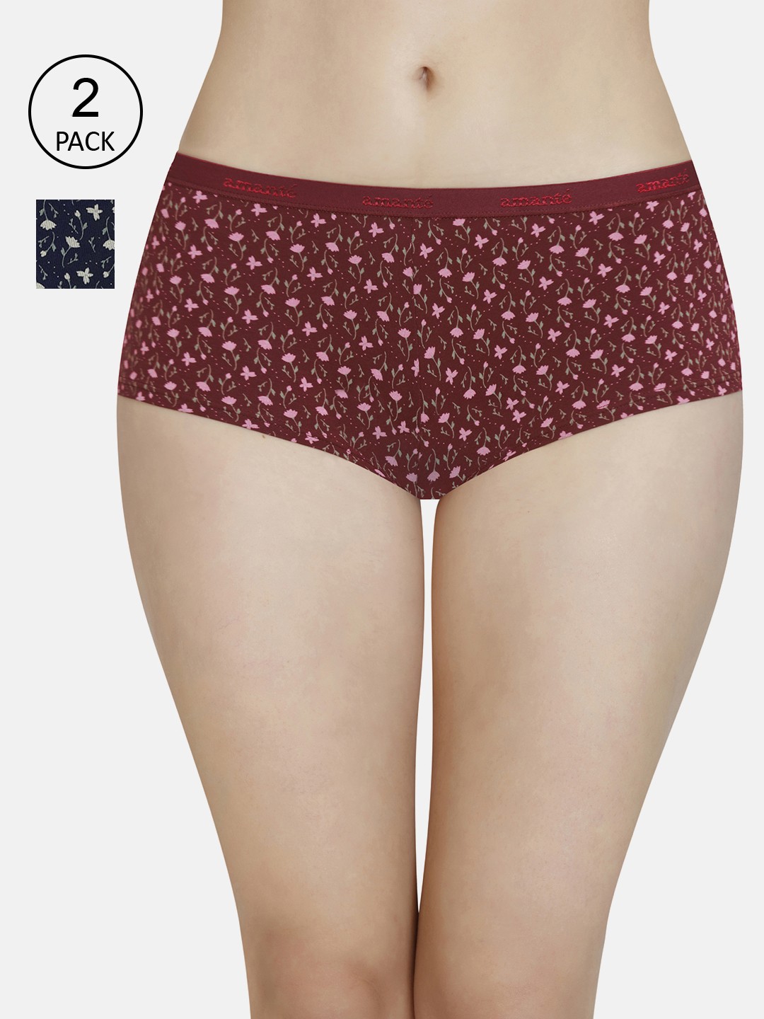 

Amante Women Pack of 2 Printed Low Rise Boyshort Brief - PPK62101, Assorted