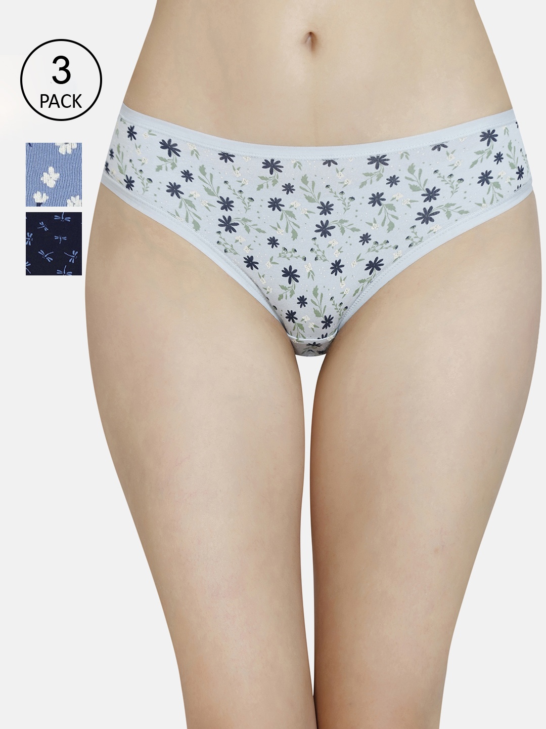 

Amante Women Pack of 3 Printed Low Rise Bikini Briefs PPK33102, Multi