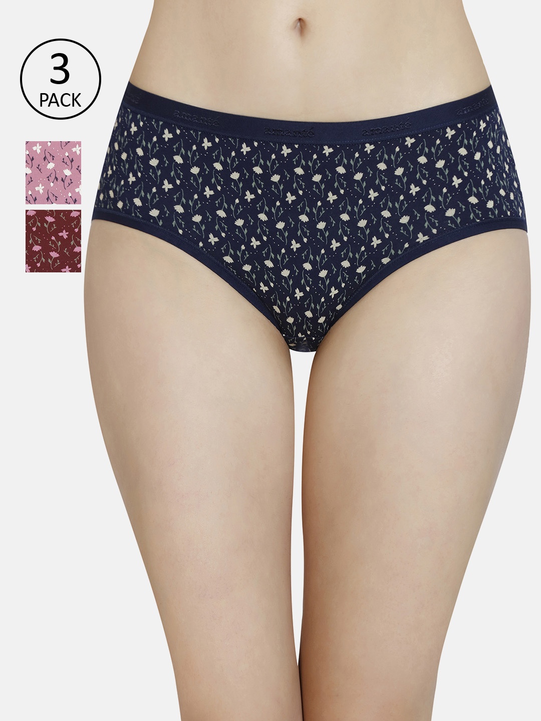 

Amante Women Printed Pack of 3 Low Rise Hipster Brief - PPK43101, Assorted