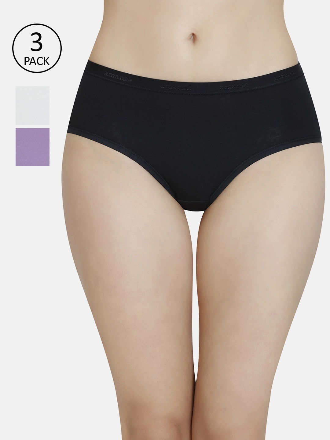 

Amante Women Pack of 3 Solid Low-Rise Hipster Briefs, Pink
