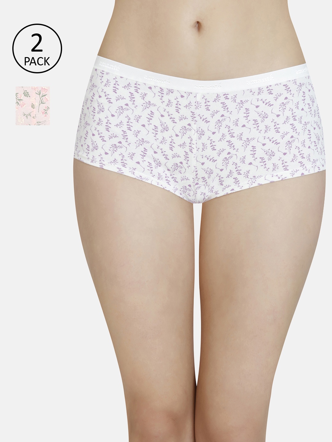 

Amante Women Pack of 2 Printed Low-Rise Boy Shorts PPK62101, Multi