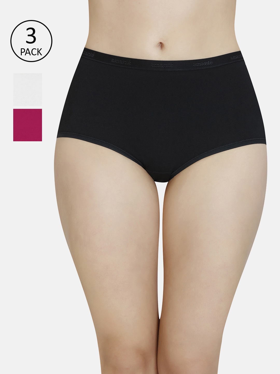 

Amante Women Solid Pack of 3 High Rise High Waist Basic Brief - PPK53001, Beige