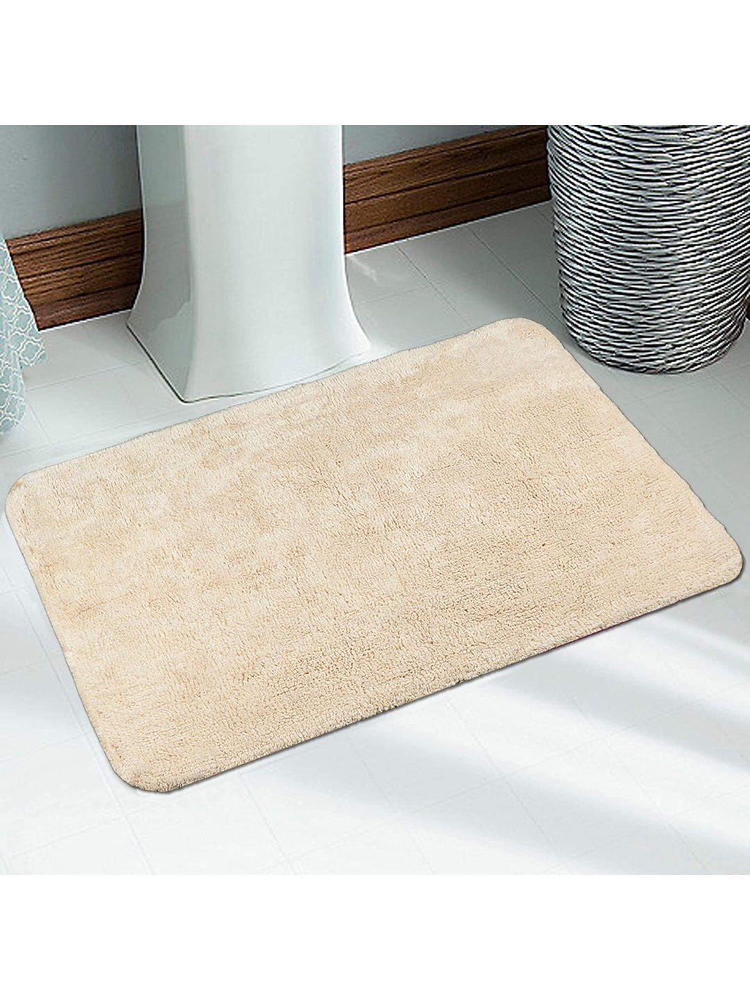 

Saral Home Beige Anti Skid Cotton Bath Rug