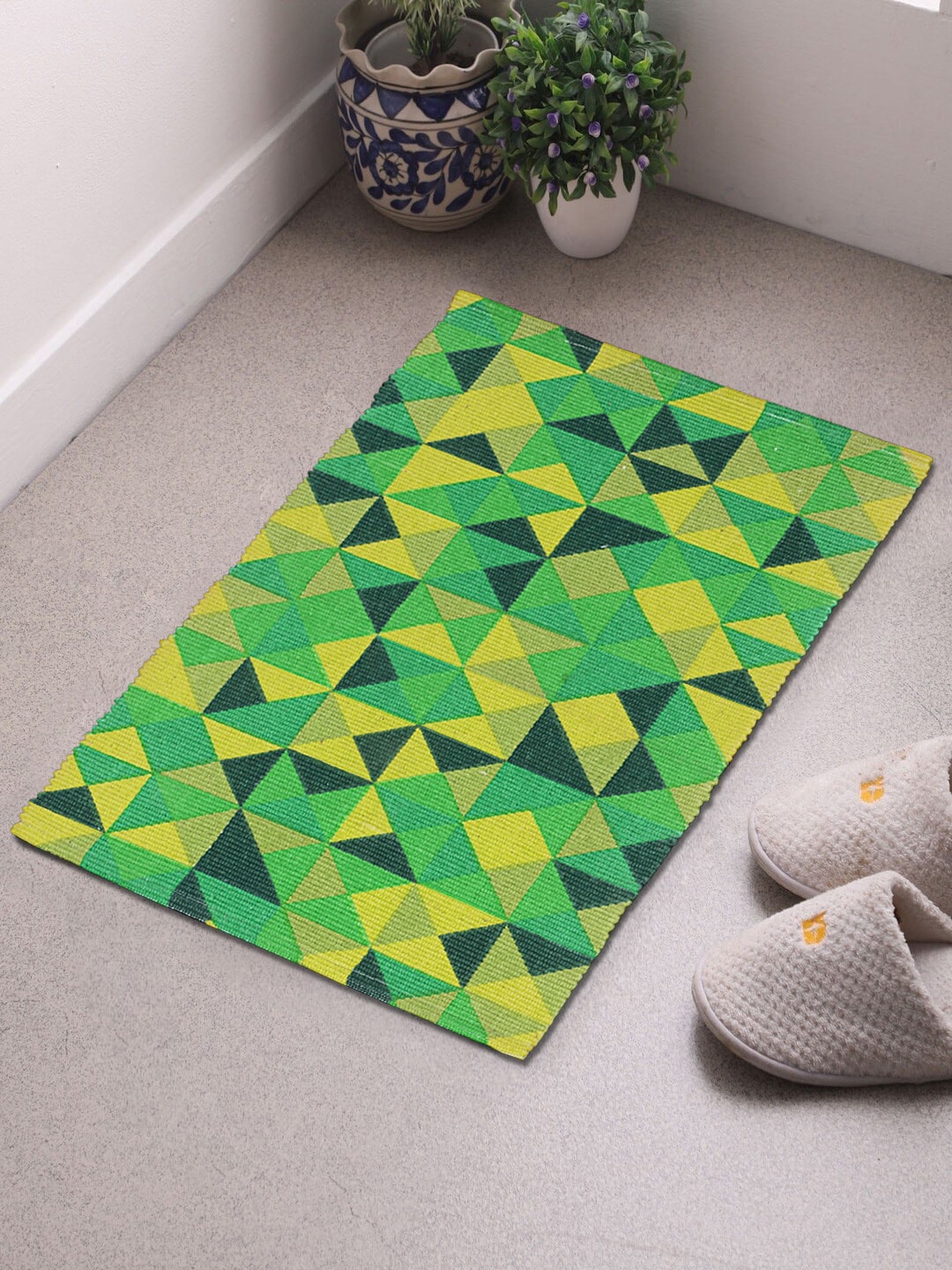 

Saral Home Green Printed Cotton Floor Mat