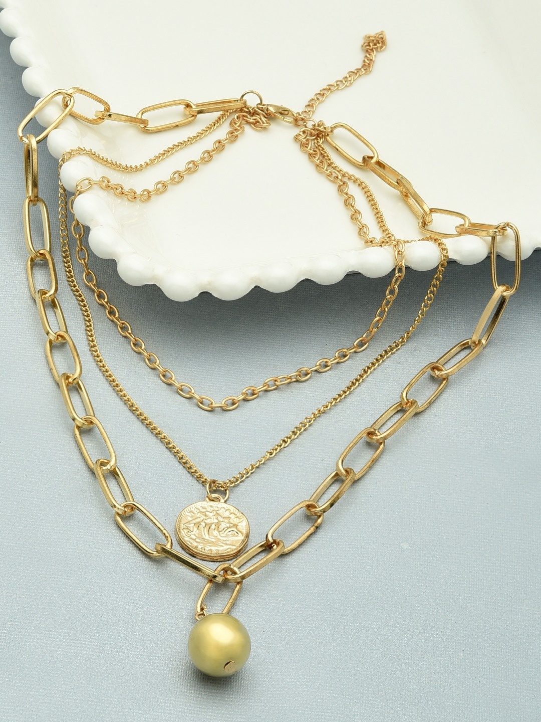 

AMI Gold-Toned Gold-Plated Layered Chain