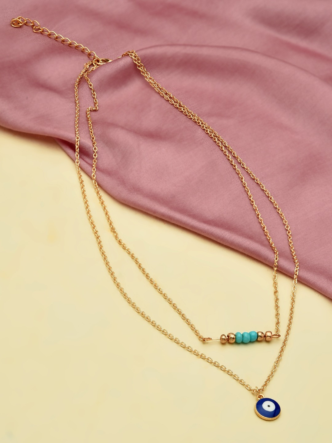 

AMI Gold-Toned & Gold-Plated 2 Layered Contemporary Enamel Evil Eye Chain