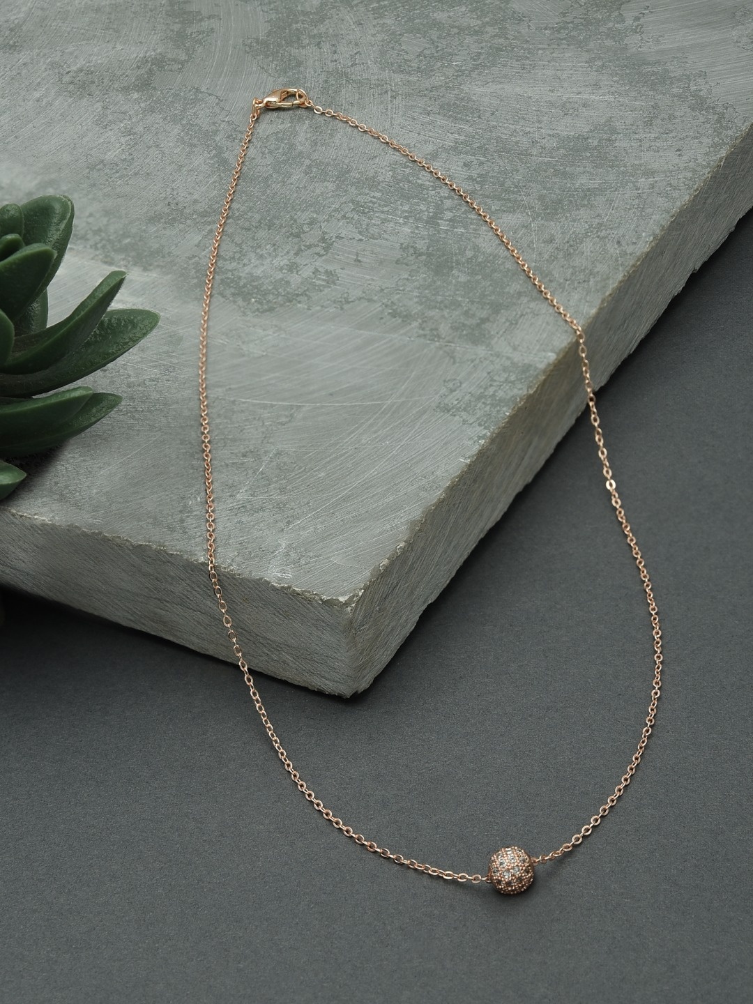 

AMI Rose Gold & Rose Gold-Plated Contemporary Dazzling Diamonds Embellished Chain