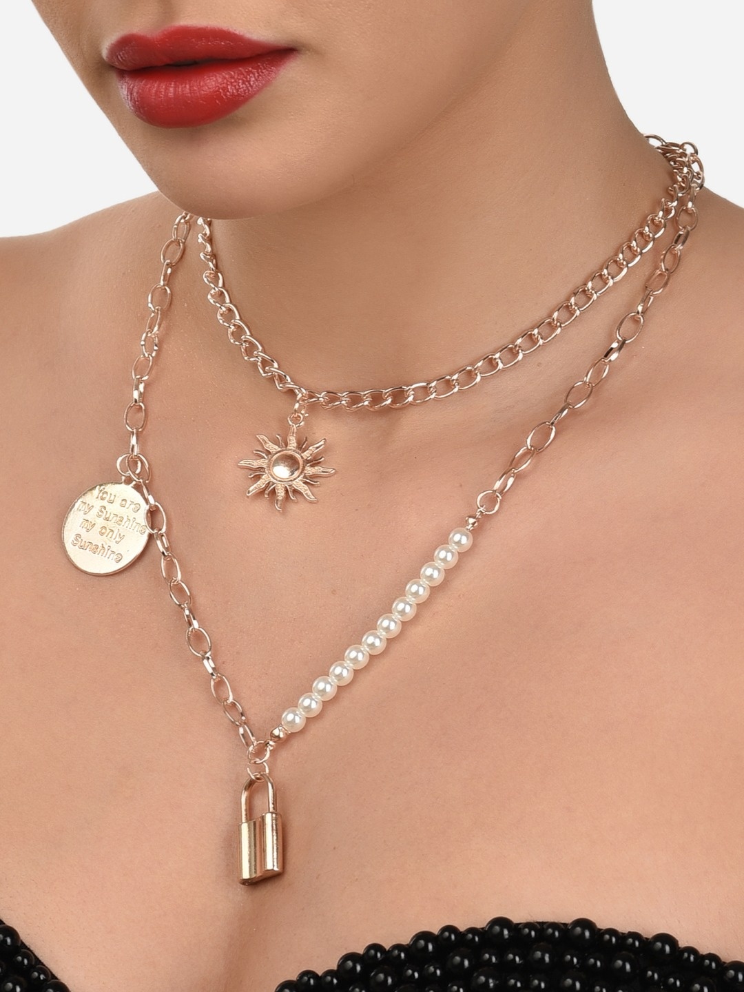 

AMI Gold-Toned & White Gold-Plated Layered Chain