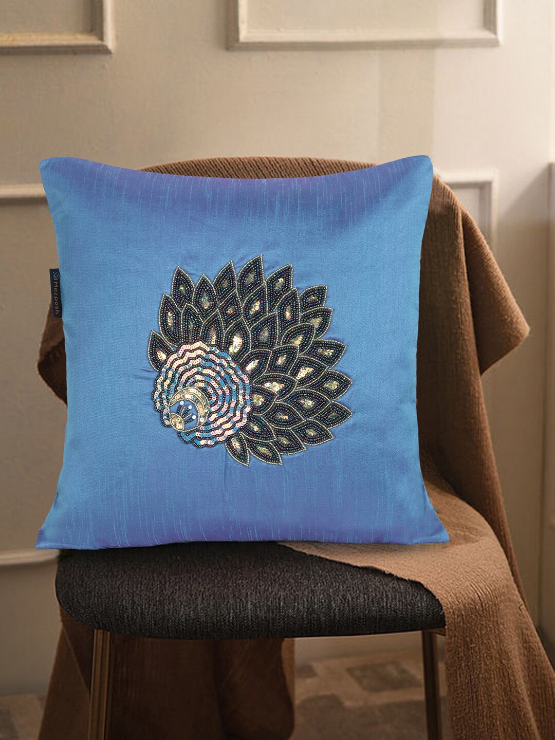 

Mezposh Blue & Black Quirky Square Cushion Covers
