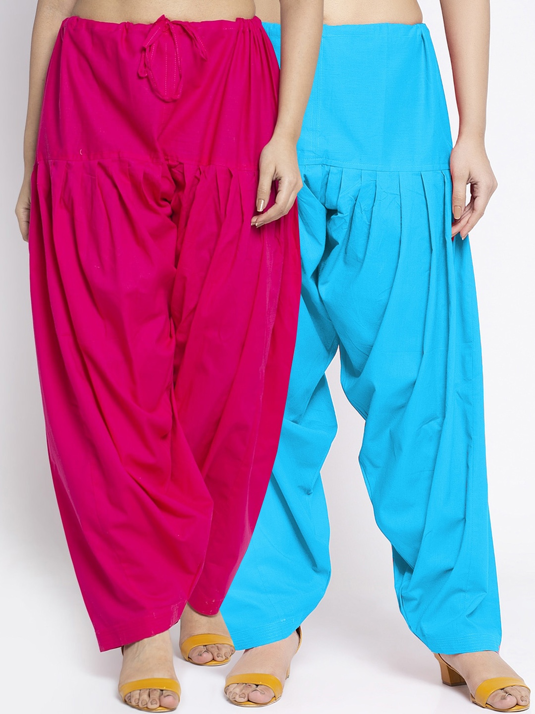 

Jinfo Women Magenta & Sea Green Pack Of 2 Solid Cotton Salwars