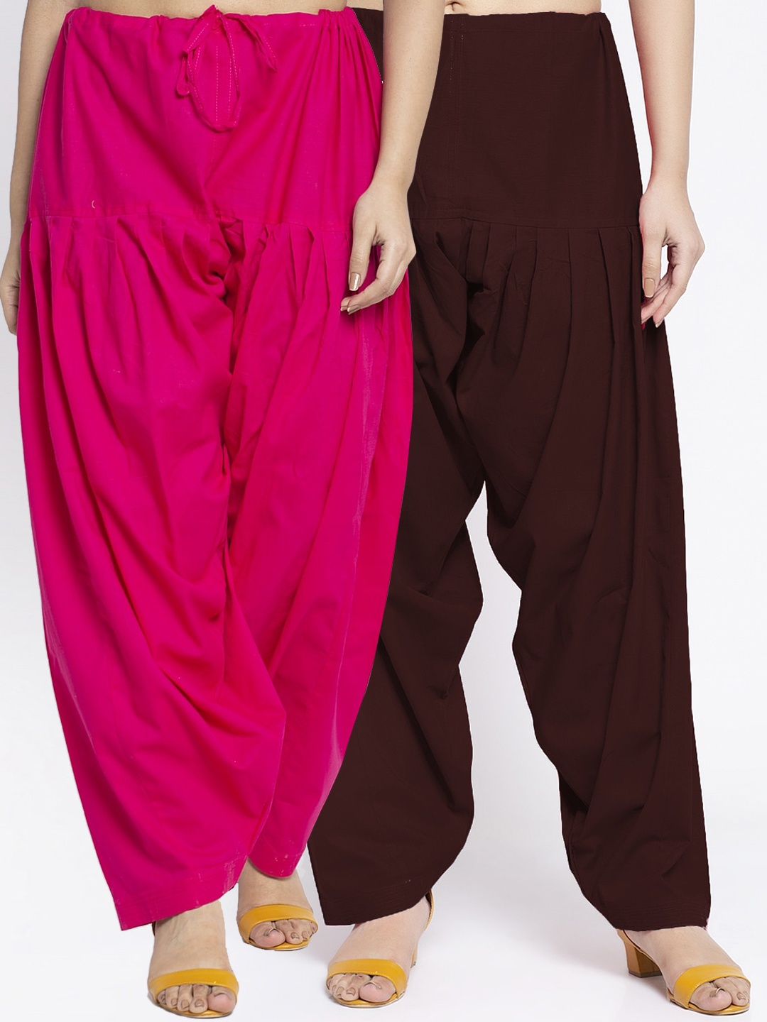

Jinfo Women Pack Of 2 Solid Cotton Salwar, Pink