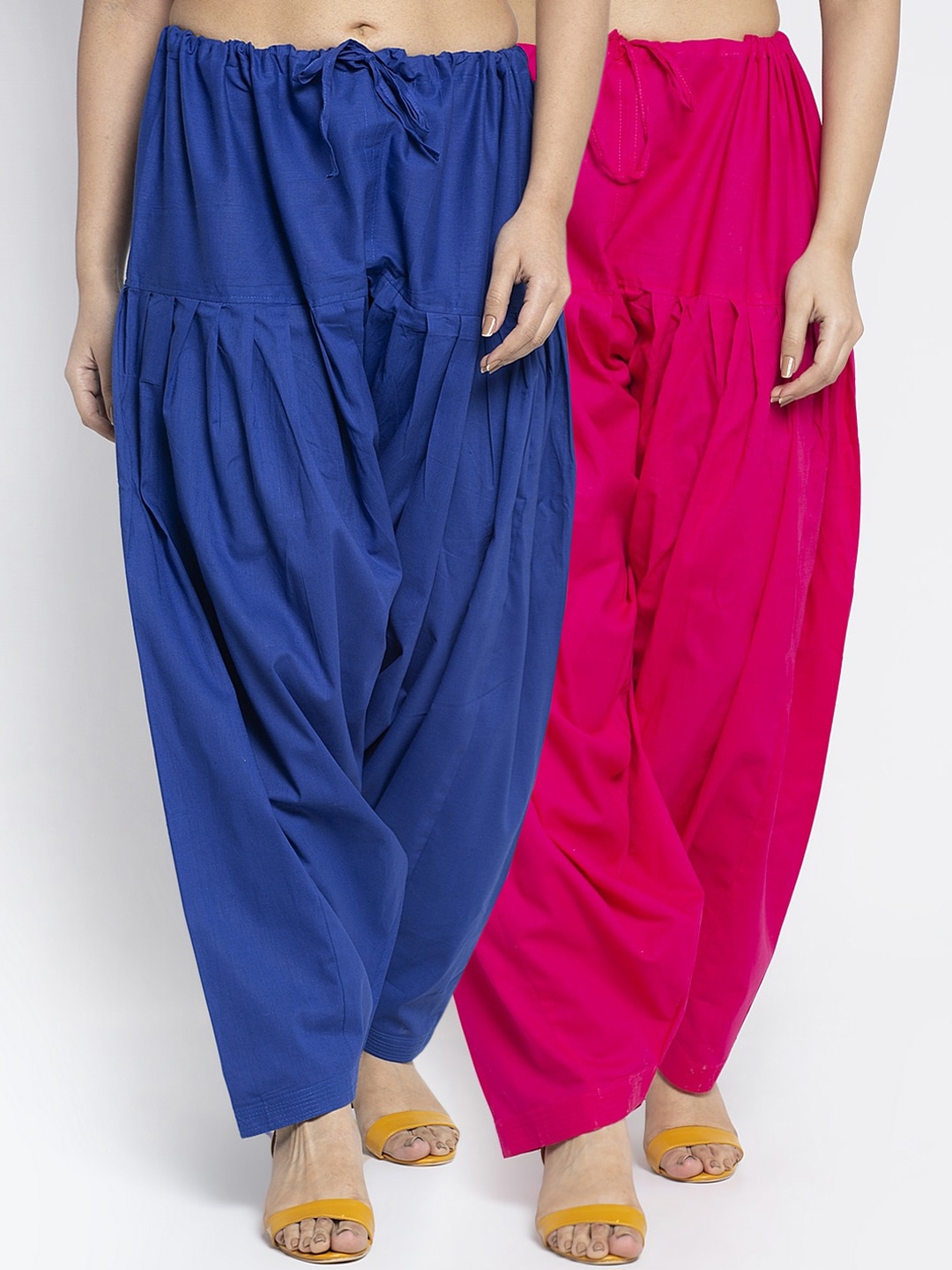 

Jinfo Women Pack Of 2 Solid Cotton Salwars, Blue