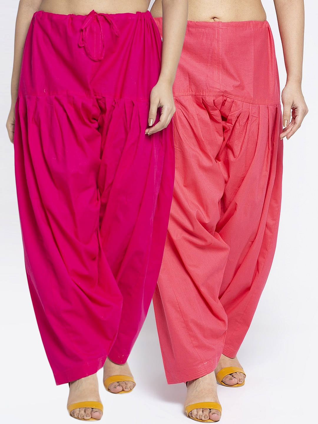 

Jinfo Women Pack Of 2 Solid Cotton Loose-Fit Salwar, Pink