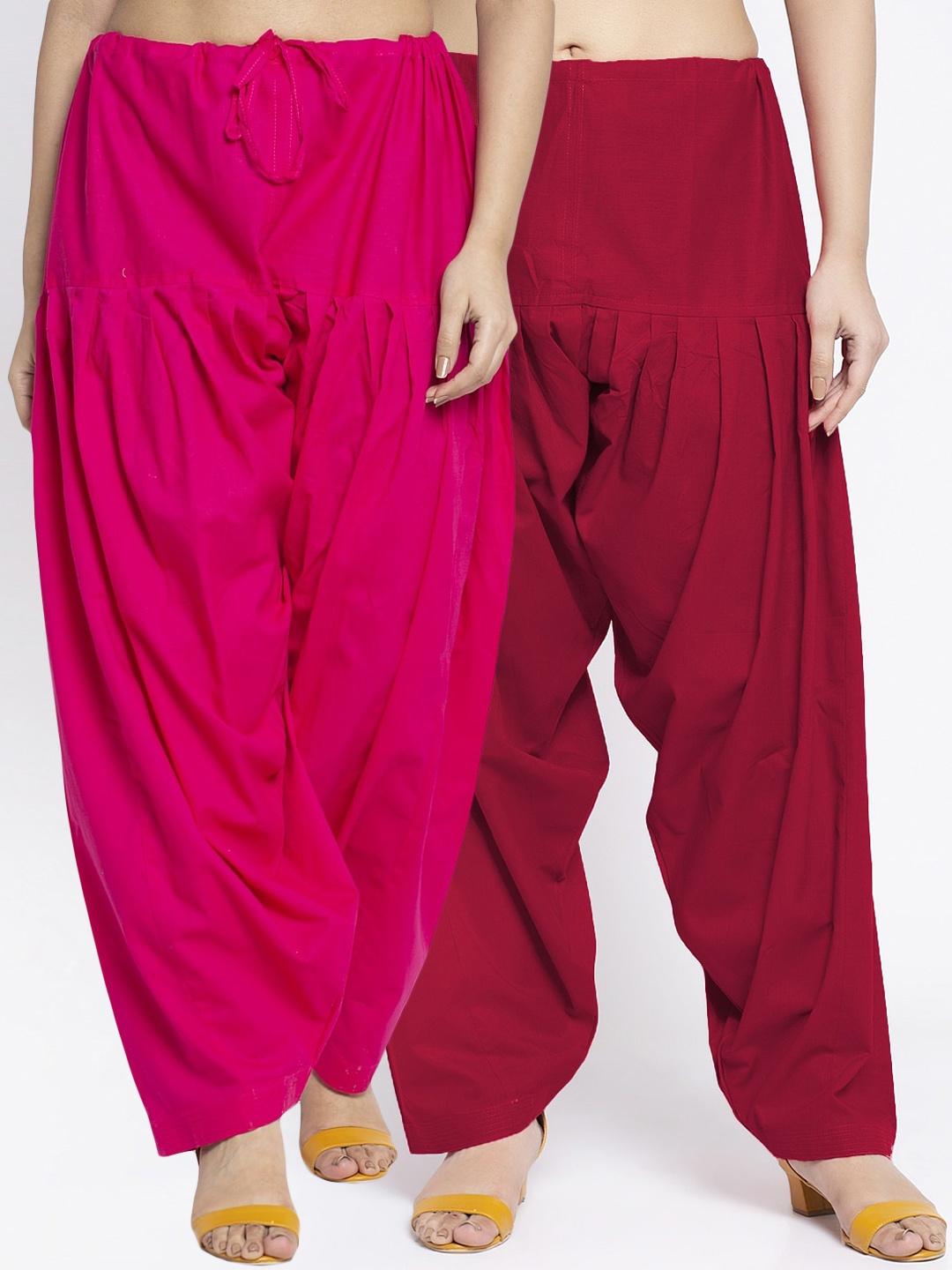 

Jinfo Women Set of 2 Solid Cotton Salwars, Pink