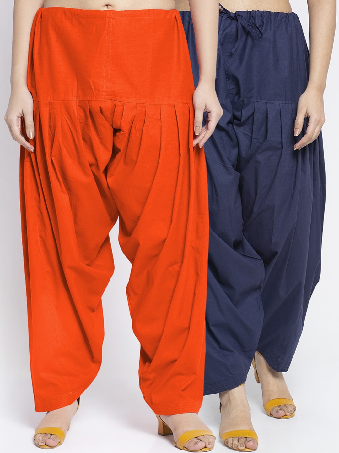 

Jinfo Women Set of 2 Orange & Navy Blue Cotton Salwars