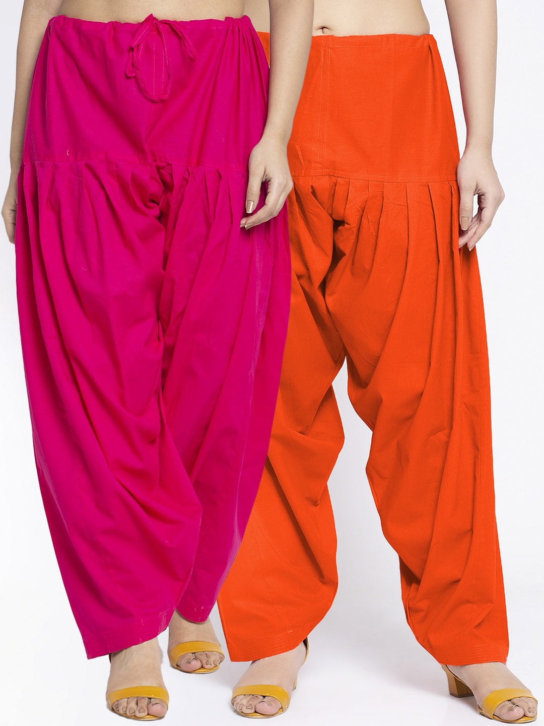 

Jinfo Women Pack Of 2 Pink & Orange Solid Salwar