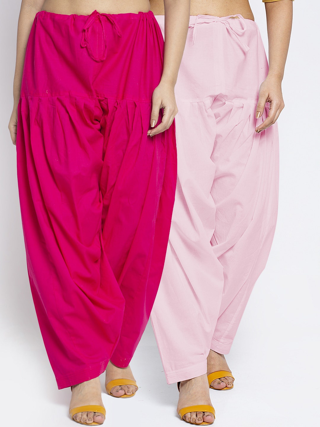 

Jinfo Women Pack Of 2 Solid Cotton Salwars, Pink