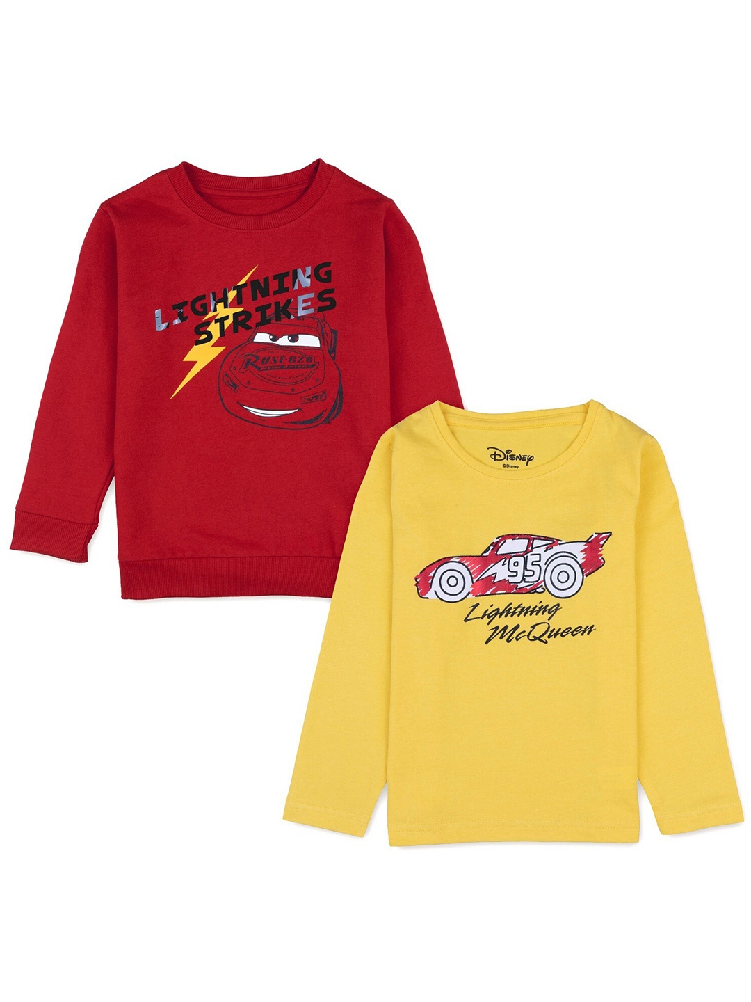 

Disney Boys Pack of 2 Typography Printed Pure Cotton T-shirt, Red