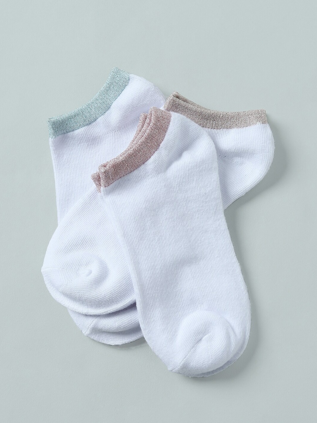 

ONLY Women Pack of 3 Cotton Shoe Liners, White