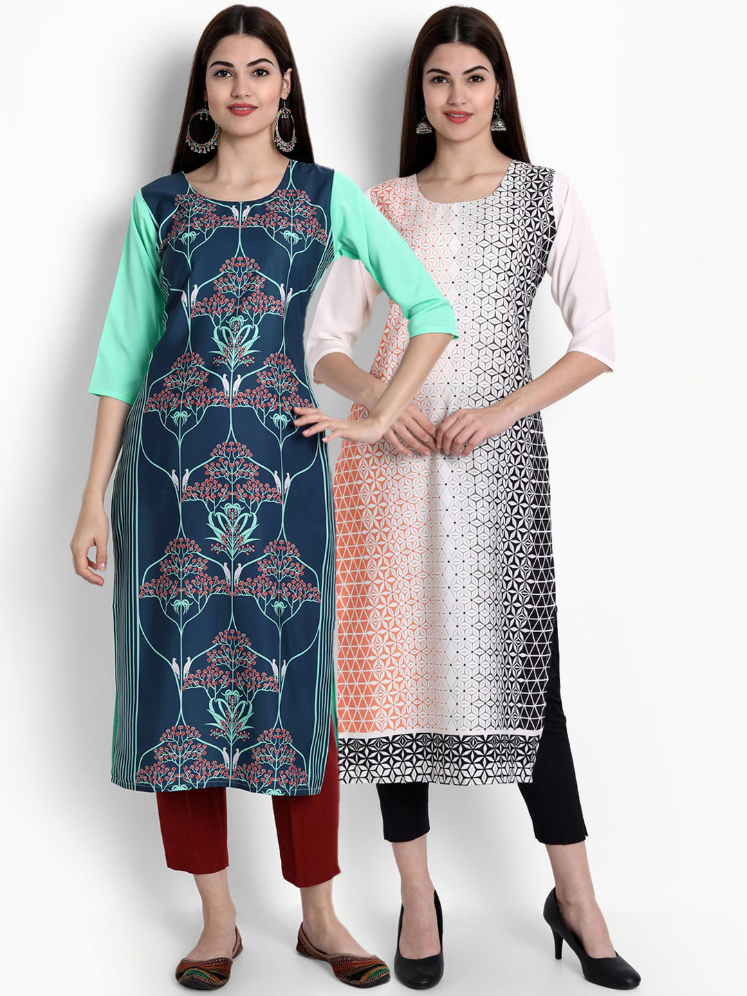 

Ethnic basket Women Pack Of 2 Straight Kurtas, Blue