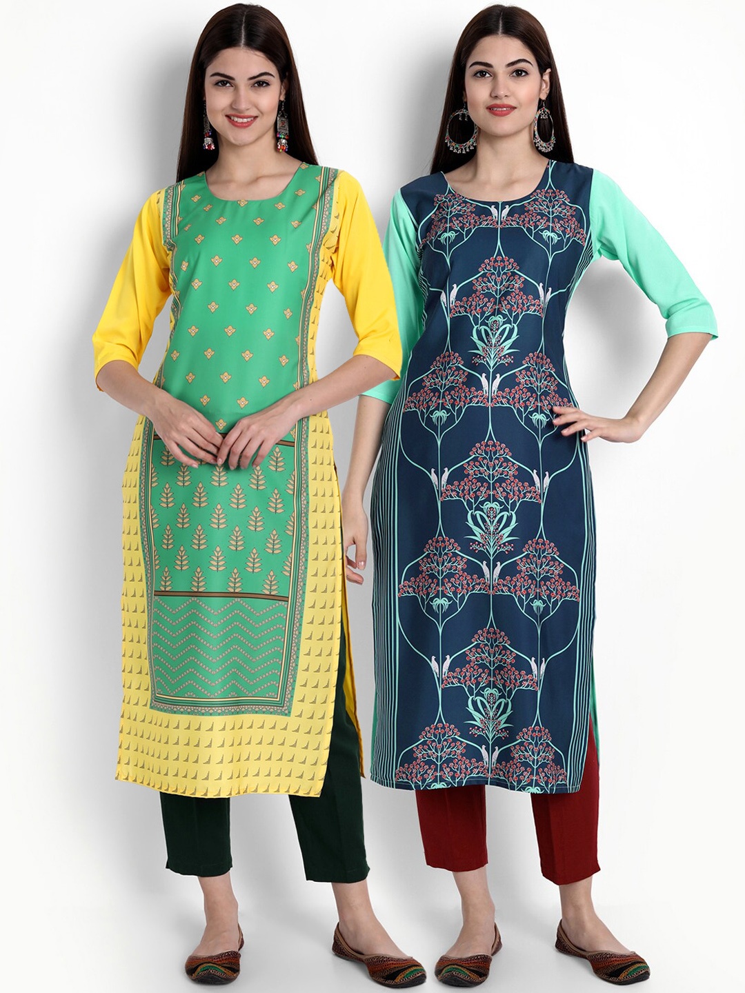 

Ethnic basket Women Multicoloured Pack Of 2 Ethnic Motifs Printed Kurta, Multi