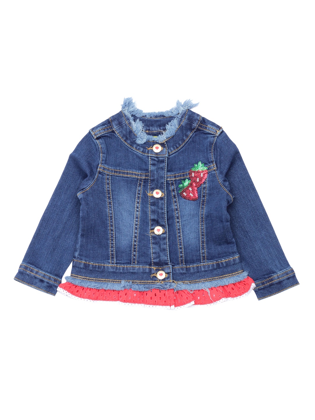 

Lil Lollipop Girls Blue Washed Lightweight Pure Cotton Crop Denim Jacket