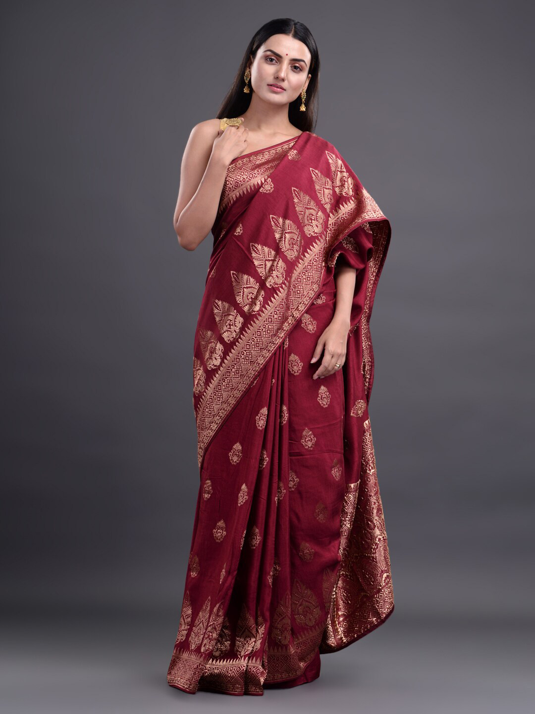 

Mitera Coffee Brown Woven Design Pure Silk Saree