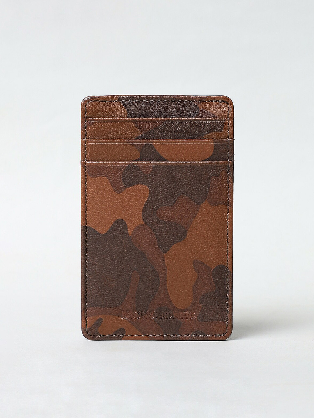 

Jack & Jones Men Brown Printed Leather Card Holder